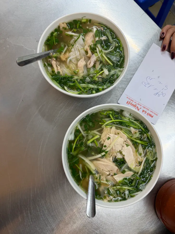 Authentic pho from a Hanoi street vendor