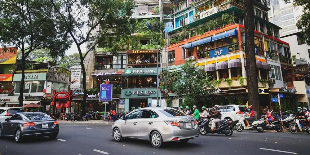 Busy street in District 3, a local area to stay in Ho Chi Minh City