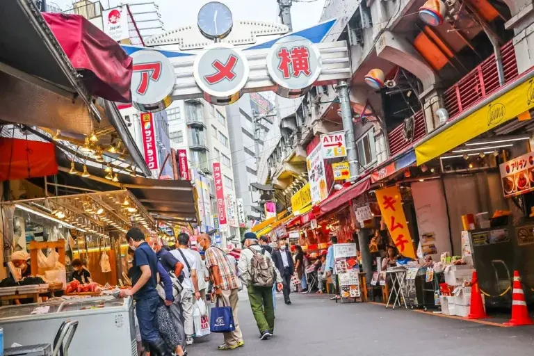 Ameyoko market in Ueno, the best budget area to stay in Tokyo for first time visitors